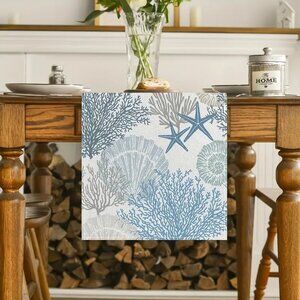 NEW Beach Coastal Decor Theme Table Runner - 72"x13"